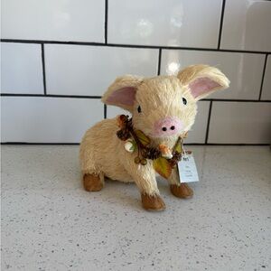 Pier 1 Imports Olive the Pig Sisal Figurine NWT Farmhouse Decor